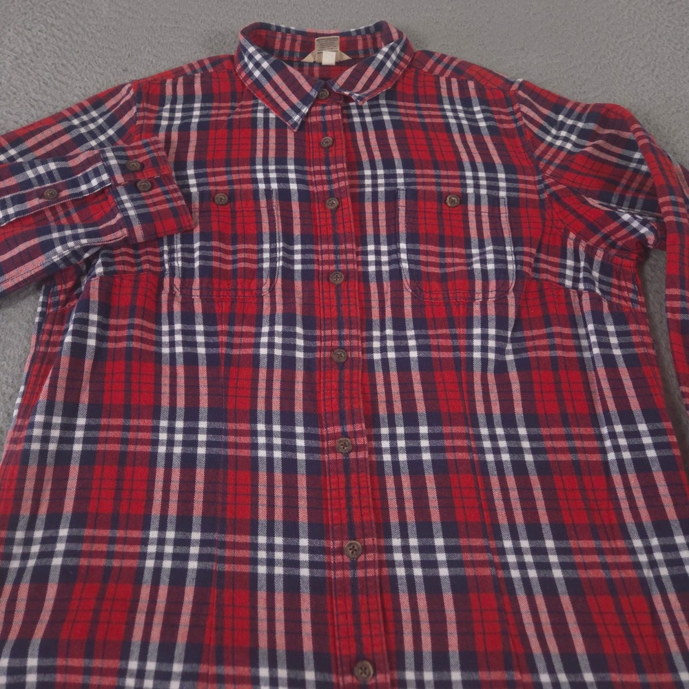 Duluth Trading Top Womens M Multi Free Swingin' Flannel Plaid Cotton Button Up